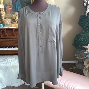 Lane Bryant Hunter Green Flowy Blouse